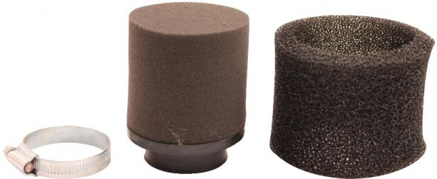 Air Filter - 38mm, Sponge, Straight, Yimatzu Brand, Black