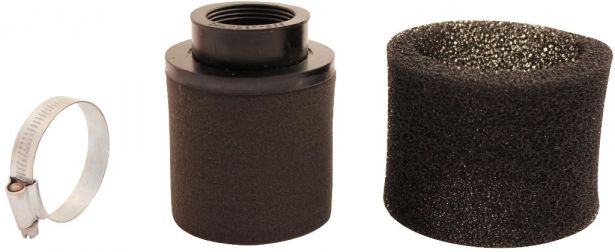 Air Filter - 38mm, Sponge, Straight, Yimatzu Brand, Black