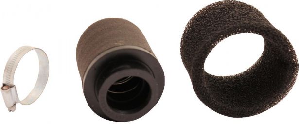 Air Filter - 38mm, Sponge, Straight, Yimatzu Brand, Black