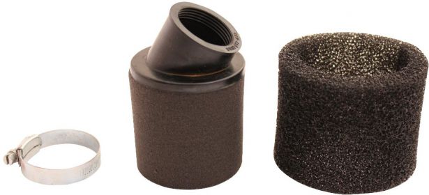 Air Filter - 38mm, Sponge, Angled, Yimatzu Brand, Black