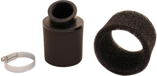 Air Filter - 38mm, Sponge, Angled, Yimatzu Brand, Black