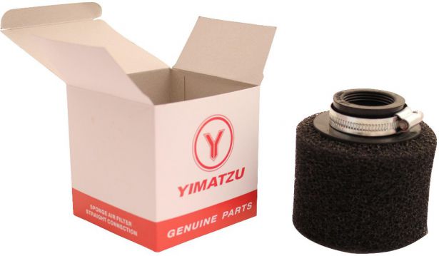 Air Filter - 35mm, Sponge, Straight, Yimatzu Brand, Black