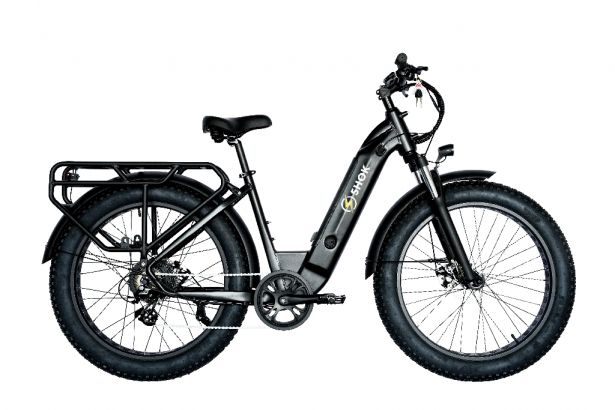 SHOK Excursion - Black (50% Matte),  Fat Tire Step Through Ebike 48V, 500W, 10.4Ah, 500Wh