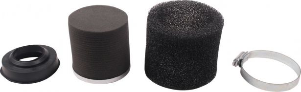 Air Filter - 41mm to 43mm, Sponge, Straight, Yimatzu Brand, Black