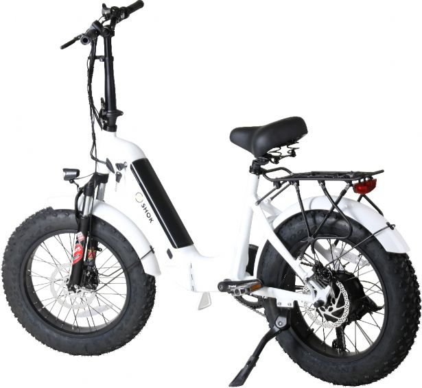 SHOK Quasar - White, Folding Fat Tire Step Through Ebike, 48V, 500W, 10.4Ah, 500Wh