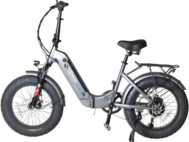 SHOK Pulsar 2.0 - Charcoal, Folding Fat Tire Step Through Ebike, 48V, 500W, 10.4Ah, 500Wh
