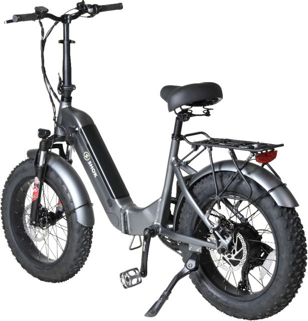 SHOK Pulsar 2.0 - Charcoal, Folding Fat Tire Step Through Ebike, 48V, 500W, 10.4Ah, 500Wh