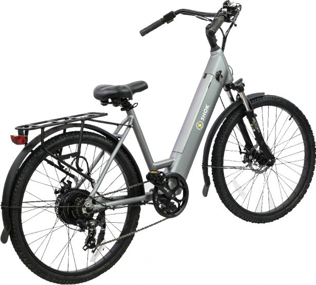 SHOK Nova - Argent, Step-Through City Ebike, 48V, 500W, 15Ah, 500Wh