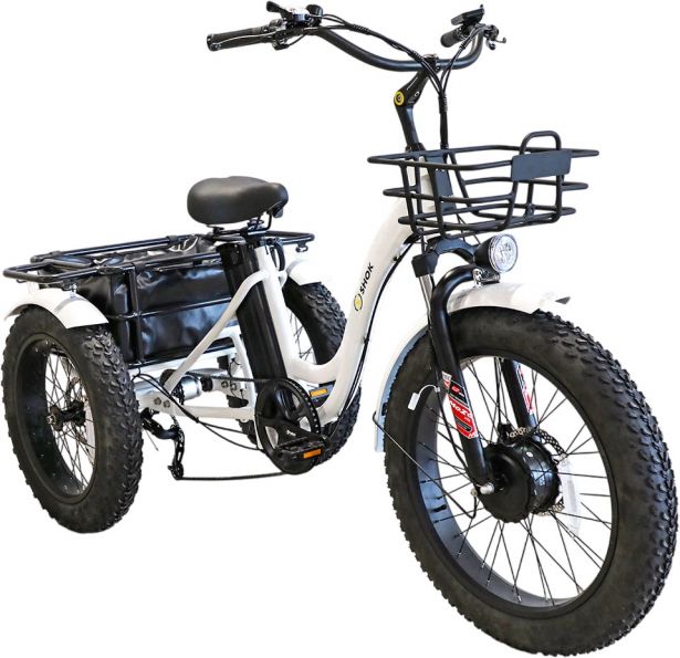 SHOK Triode - White, 3-Wheel Ebike / Trike, 48V, 500W, 13Ah 624Wh