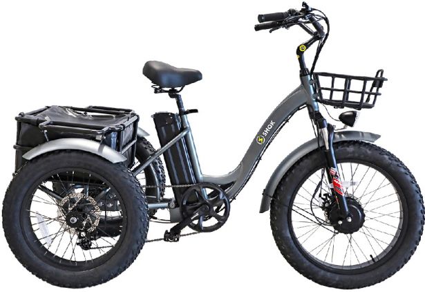 SHOK Triode - Charcoal, 3-Wheel Ebike / Trike, 48V, 500W, 13Ah 624Wh