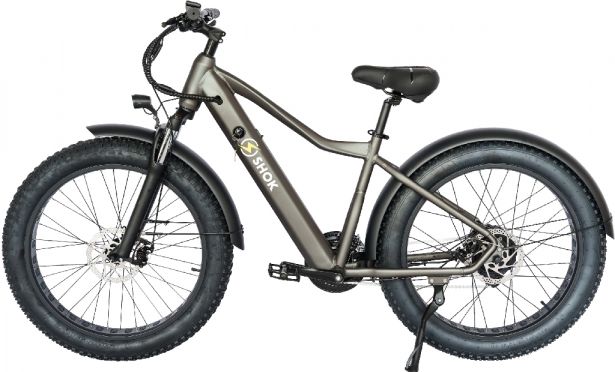 SHOK Atomik - Charcoal (80% Matte), Fat Tire Mountain Ebike 48V, 500W, 10.4Ah, 500Wh