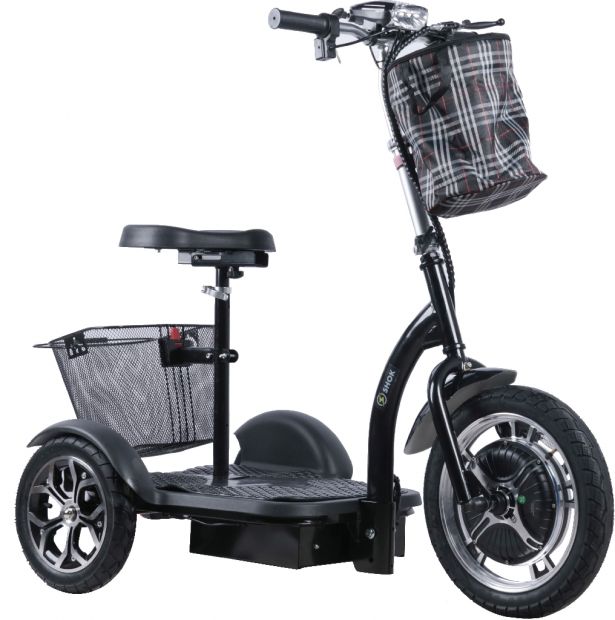 SHOK ZAPPY LA - Black, 48V, 500W, 12Ah, 500Wh, 3-Wheel Folding Mobility