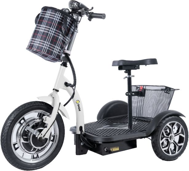SHOK ZAPPY LA - White, 48V, 500W, 12Ah, 500Wh, 3-Wheel Folding Mobility
