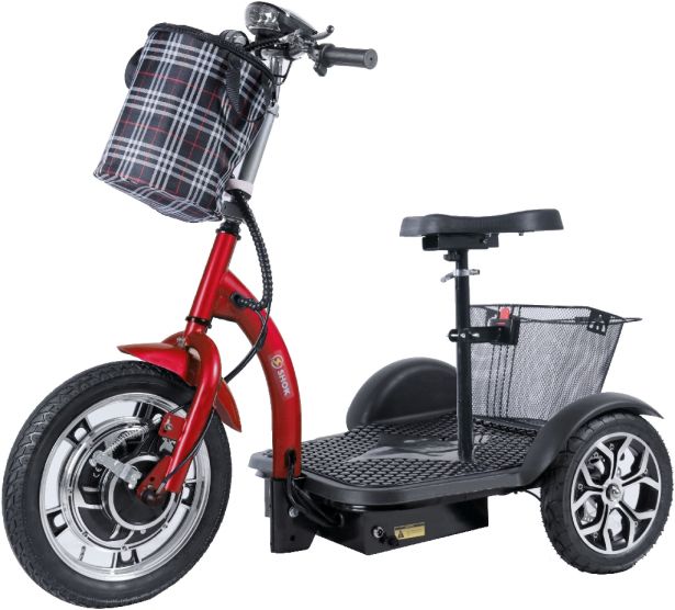 SHOK ZAPPY LA - Red , 48V, 500W, 12Ah, 500Wh, 3-Wheel Folding Mobility