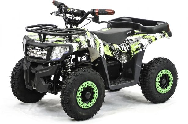 SHOK Quest - Plasma Rush Green Full-Body Wrap, Kids Utility E-ATV, 48V, 1200W, 12Ah