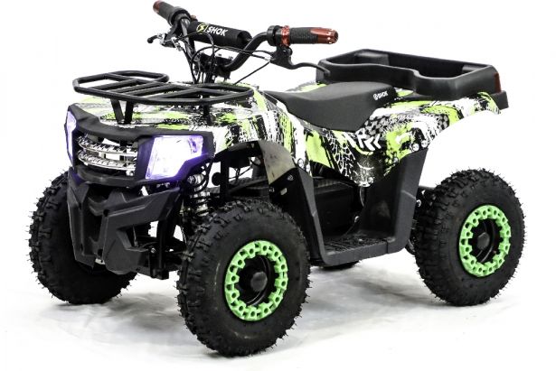 SHOK Quest - Plasma Rush Green Full-Body Wrap, Kids Utility E-ATV, 48V, 1200W, 12Ah