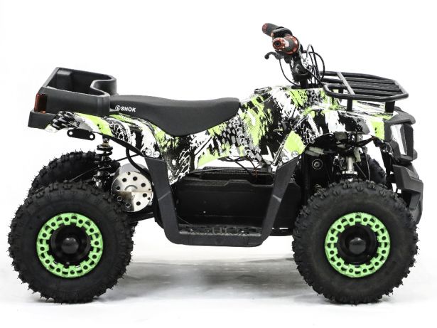 SHOK Quest - Plasma Rush Green Full-Body Wrap, Kids Utility E-ATV, 48V, 1200W, 12Ah