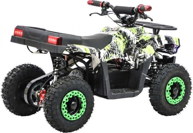SHOK Quest - Plasma Rush Green Full-Body Wrap, Kids Utility E-ATV, 48V, 1200W, 12Ah