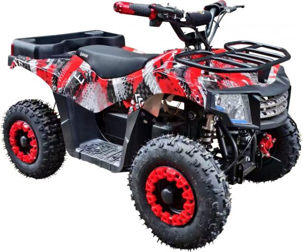 SHOK Quest - Extreme Edge Red Full-Body Wrap, Kids Utility E-ATV, 48V, 1200W, 12Ah
