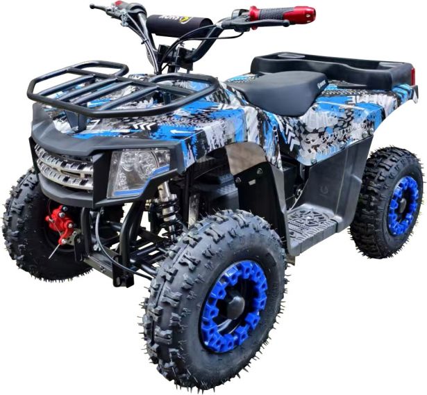 SHOK Quest - Extreme Edge Blue Full-Body Wrap, Kids Utility E-ATV, 48V, 1200W, 12Ah