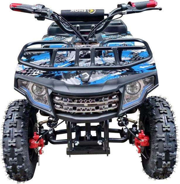 SHOK Quest - Extreme Edge Blue Full-Body Wrap, Kids Utility E-ATV, 48V, 1200W, 12Ah