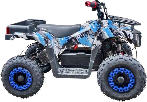 SHOK Quest - Extreme Edge Blue Full-Body Wrap, Kids Utility E-ATV, 48V, 1200W, 12Ah