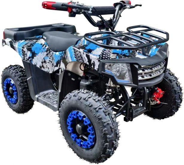 SHOK Quest - Extreme Edge Blue Full-Body Wrap, Kids Utility E-ATV, 48V, 1200W, 12Ah