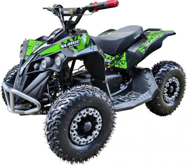 SHOK Surge - Razor’s Edge Graphic, Green Prewrapped, Kids Sport E-ATV, 48V, 1200W, 12Ah
