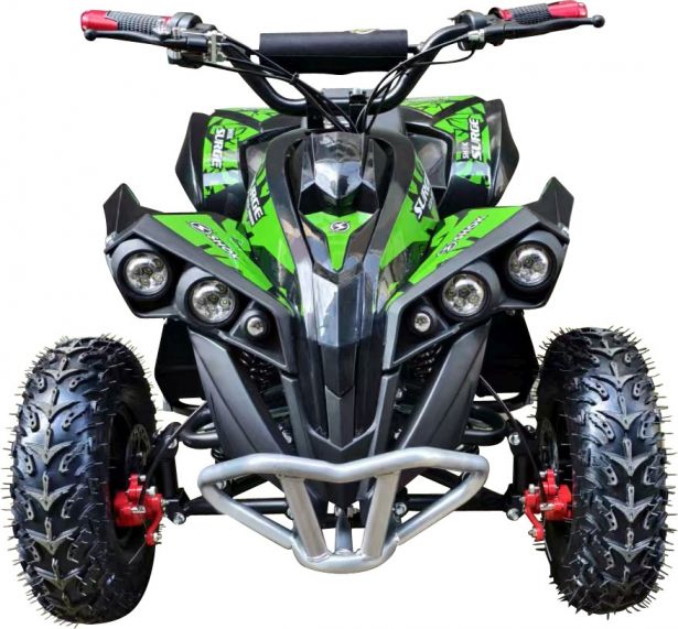 SHOK Surge - Razor’s Edge Graphic, Green Prewrapped, Kids Sport E-ATV, 48V, 1200W, 12Ah