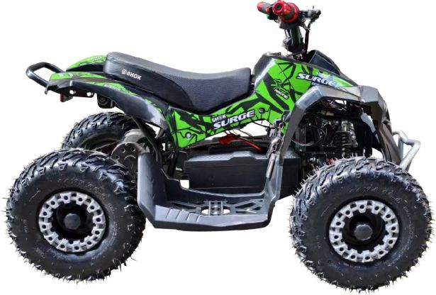 SHOK Surge - Razor’s Edge Graphic, Green Prewrapped, Kids Sport E-ATV, 48V, 1200W, 12Ah