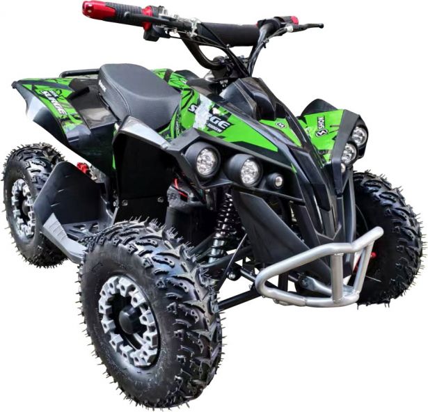 SHOK Surge - Razor’s Edge Graphic, Green Prewrapped, Kids Sport E-ATV, 48V, 1200W, 12Ah