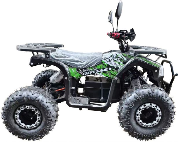 SHOK Odyssey - Static Camo Graphic, Green Prewrapped, Kids Utility E-ATV, 60V, 1500W, 20Ah