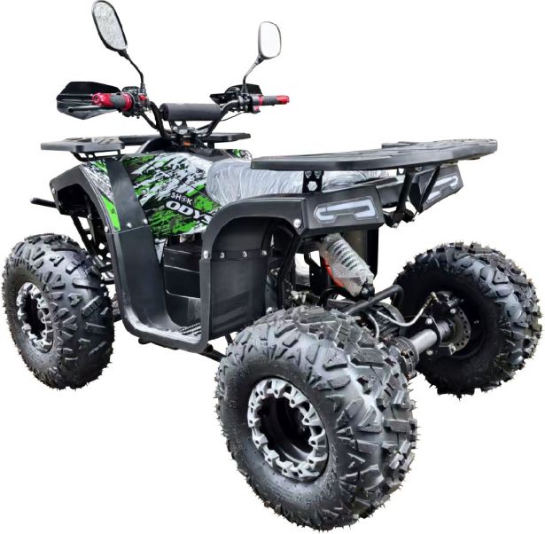SHOK Odyssey - Static Camo Graphic, Green Prewrapped, Kids Utility E-ATV, 60V, 1500W, 20Ah