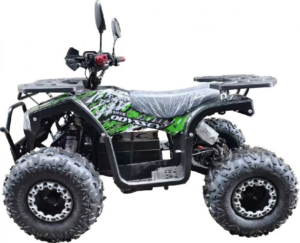 SHOK Odyssey - Static Camo Graphic, Green Prewrapped, Kids Utility E-ATV, 60V, 1500W, 20Ah