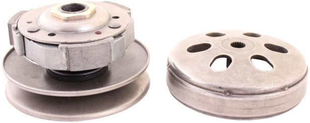 Clutch - Drive Pulley with Clutch Bell, GY6, 125cc to 150cc, 19 Spline