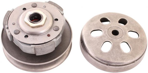 Clutch - Drive Pulley with Clutch Bell, GY6, 125cc to 150cc, 19 Spline