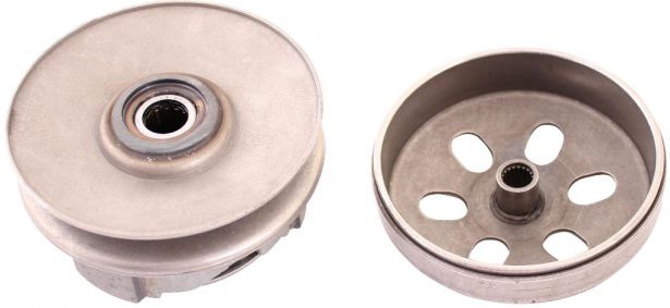 Clutch - Drive Pulley with Clutch Bell, GY6, 125cc to 150cc, 19 Spline