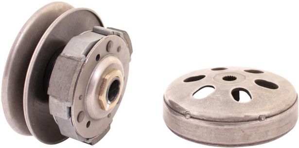 Clutch - Drive Pulley with Clutch Bell, GY6, 125cc to 150cc, 19 Spline