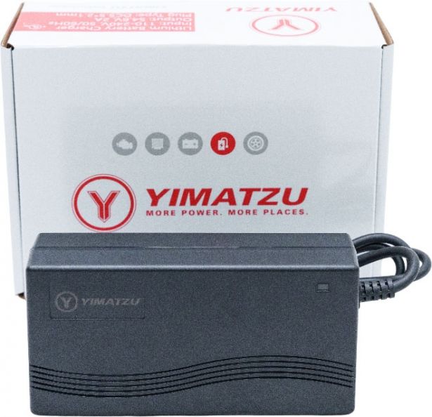 Charger - 48V, 2A, DC 2.1mm Plug, 5.5*2.1 (5.5mm x 2.1mm) Connector & Wall Plug, Lithium, UL / CUL, Yimatzu