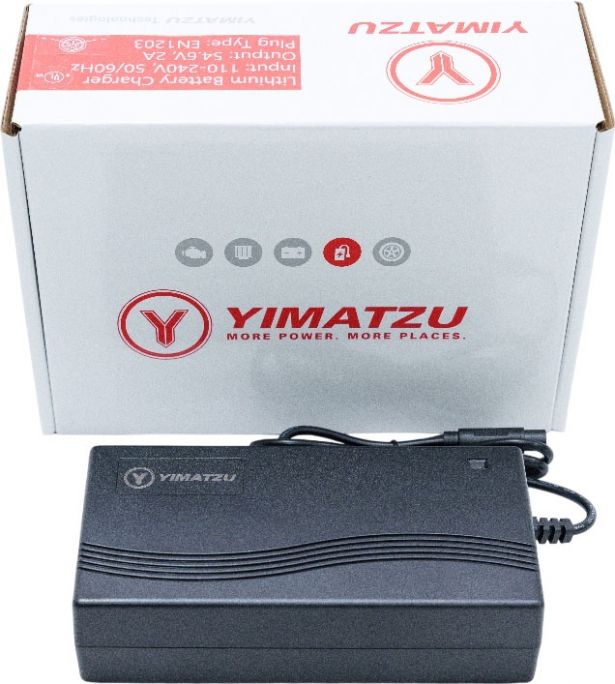 Charger - 48V, 2A, Lithium Ion, UL/CUL, SHOK Scooters Graviton, Yimatzu