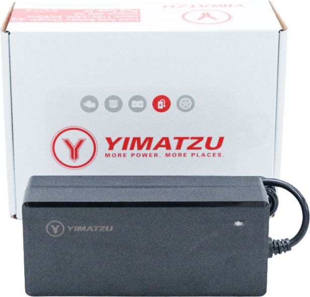 Charger - 48V, 2A, C13 Plug with Universal T-Prong, Lead Acid, Yimatzu