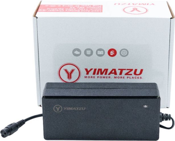 Charger - 48V, 3A, 3-Pin Inline Plug (Female DIN, GX16-3P), Lead Acid, Yimatzu