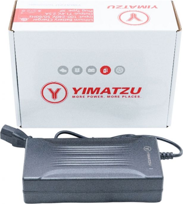 Charger - 60V, 2.5A, C13 Plug with Universal T-Prong, Lithium, Yimatzu