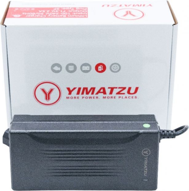 Charger - 60V, 2.5A, C13 Plug with Universal T-Prong, Lithium, Yimatzu