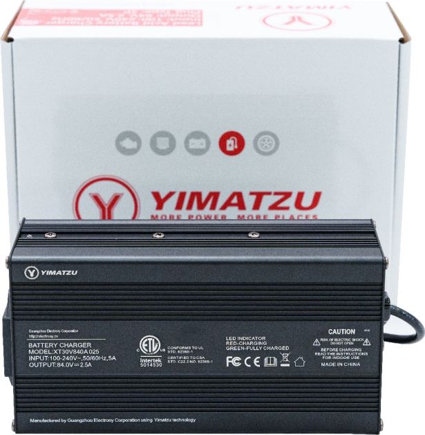 Charger - 84V, 2.5A, C13 Plug with Universal T-Prong, Yimatzu