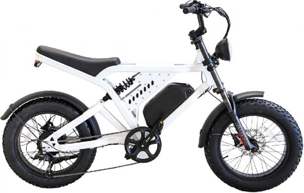 SHOK Nomad - White, Off-Road Fat Tire Ebike, 52V, 750W, 15.6Ah, 811Wh