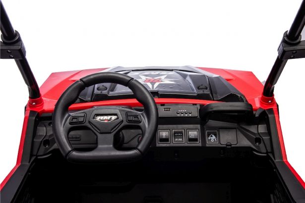 SHOK Ride On - TaskMaster FOUR, 2-Seat, 24V, Leather Seats, EVA Wheels, Remote, Red