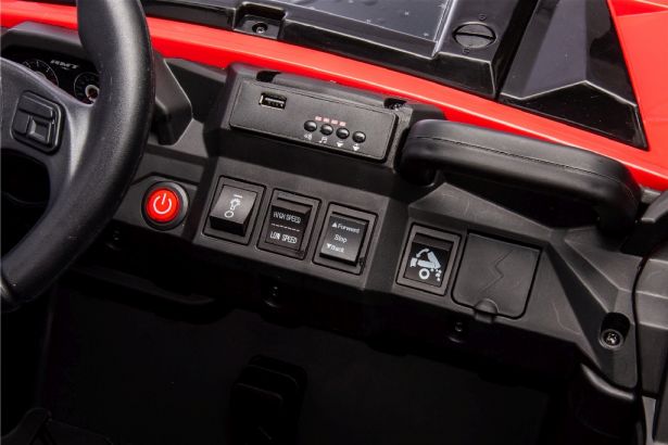 SHOK Ride On - TaskMaster FOUR, 2-Seat, 24V, Leather Seats, EVA Wheels, Remote, Red