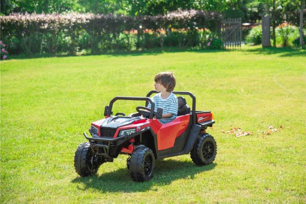 SHOK Ride On - TaskMaster FOUR, 2-Seat, 24V, Leather Seats, EVA Wheels, Remote, Red