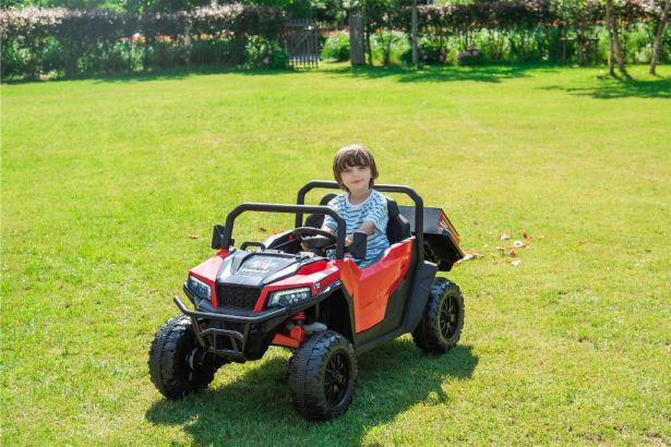 SHOK Ride On - TaskMaster FOUR, 2-Seat, 24V, Leather Seats, EVA Wheels, Remote, Red